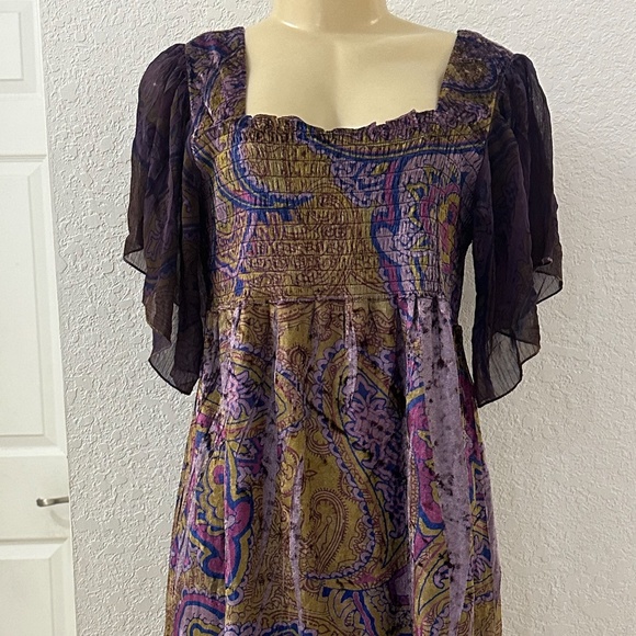 One World Live and Let Live Women's Large Velvet Purple Dress Multicolor - Picture 5 of 9